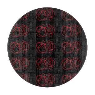 Planche À Découper autocollant des cercles noir et rouge
