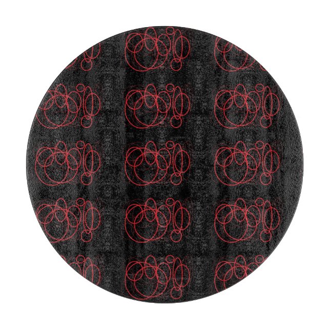 Planche À Découper autocollant des cercles noir et rouge (Devant)