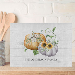 Planche À Découper Automne Citrouille Tournesol et Fleurs de coton