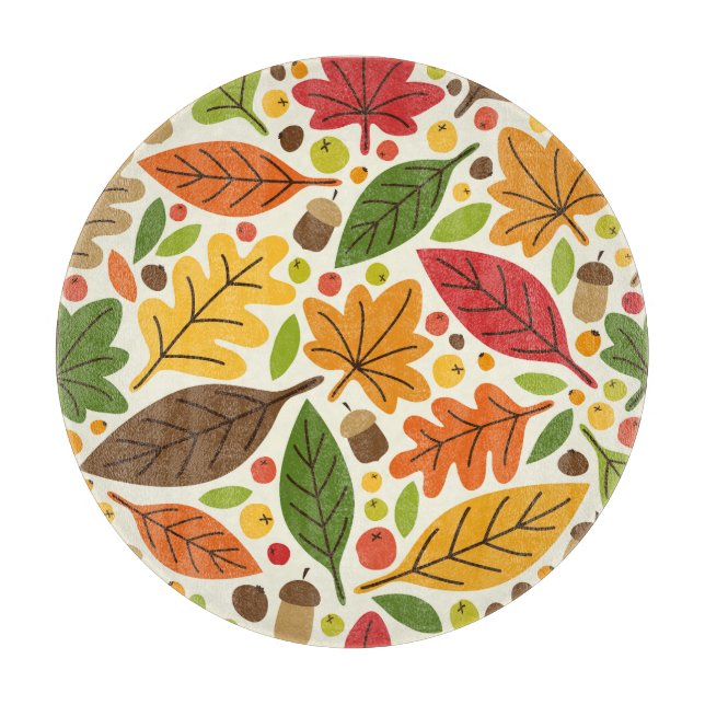 Planche À Découper Automne Thanksgiving Harvest Feuilles Chute (Devant)