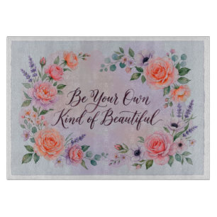 Planche à découper avec citation florale élégante
