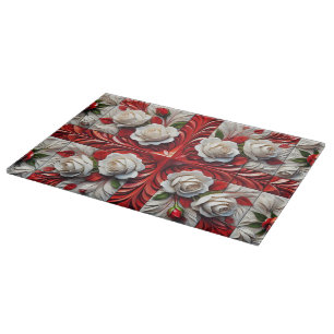 Planche à découper avec motif Roses anglaises