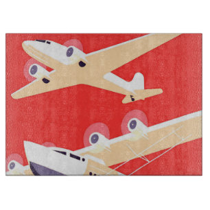 Planche À Découper Avion en vol vintage WPA coloré