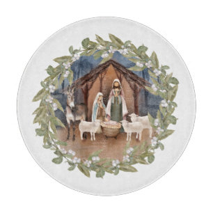 Planche À Découper Baby Jesus in the Manger Nativité Cutting Board