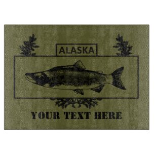 Planche À Découper Badge de pêcheur de combat de l'Alaska