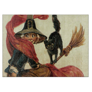 Planche À Découper Balai de Chat Noir Sorcière