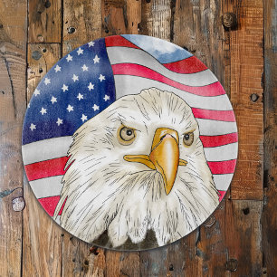 Planche À Découper Bald Eagle devant le drapeau américain Art patriot
