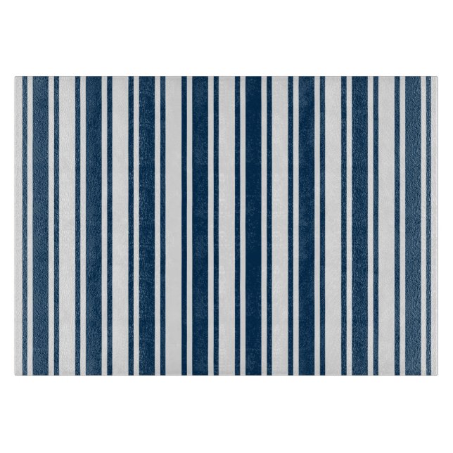 Planche À Découper Bandes de bonbons bleu et blanc marine (Devant)