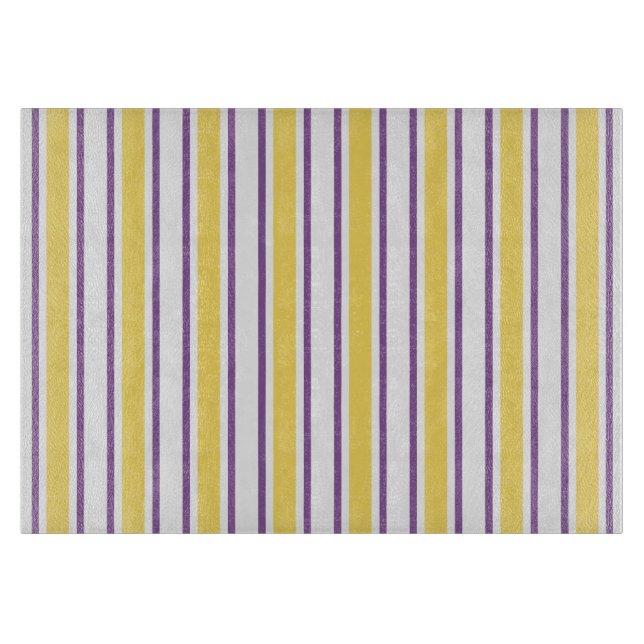 Planche À Découper Bandes de bonbons jaunes, violets et blancs (Devant)