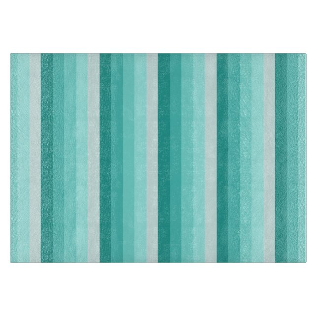Planche À Découper Bandes d'ombre turquoise (Devant)