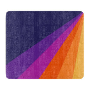 Planche À Découper Bandes rétro en diagonale violette et orange