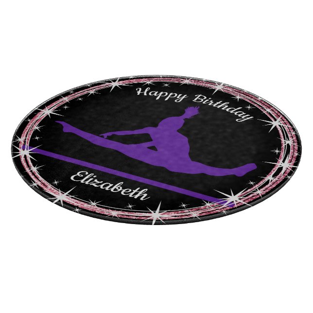Planche À Découper Bars de gymnastique Anniversaire en violet et noir (Coin)