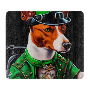 Planche À Découper Basenji Chien conduisant vélo St. Patrick's Day