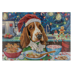 Planche À Découper Basset Hound Fête de Noël en Cuisine : Un Noël Fes