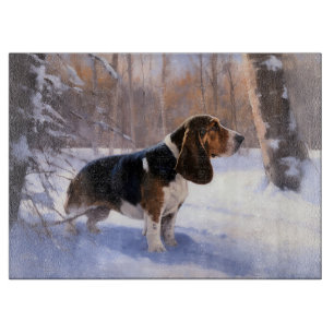 Planche À Découper Basset Hound Laisser neiger Noël