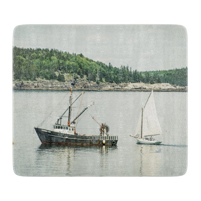 Planche À Découper Bateaux Bar Harbour Maine (Devant)