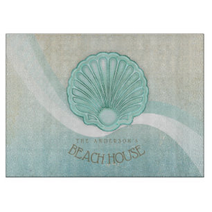 Planche À Découper Beach House Clam Shell Aqua Blue ID623