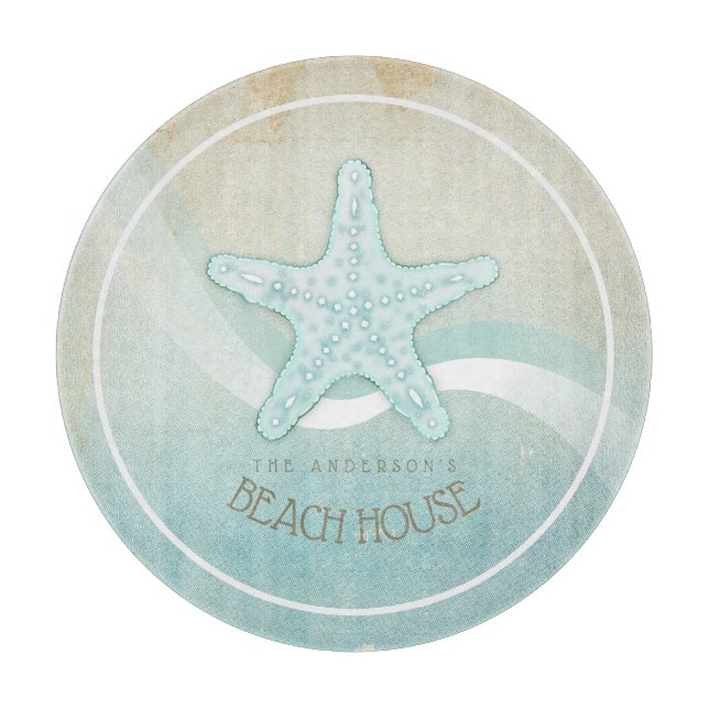 Planche À Découper Beach House Nautical Starfish Aqua Blue ID623 (Devant)