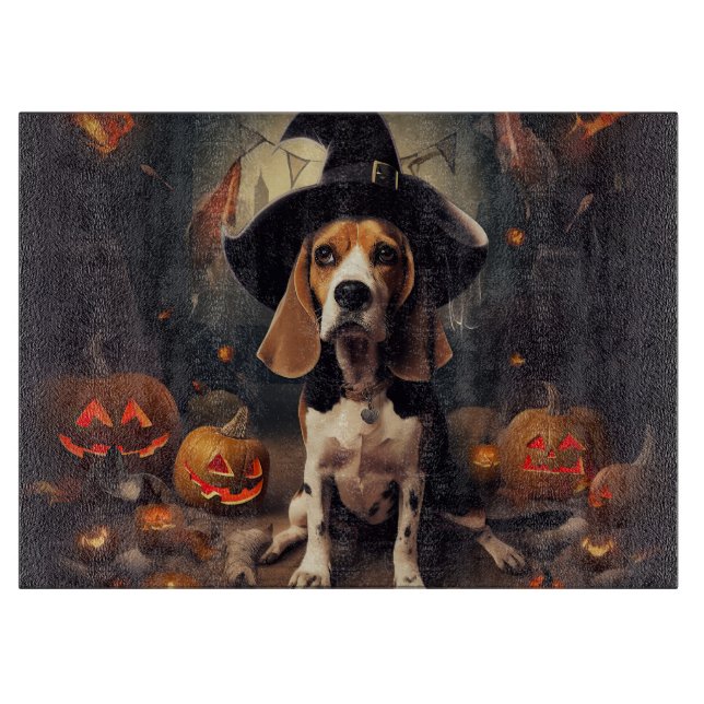Planche À Découper Beagle Citrouille Halloween effroi (Devant)