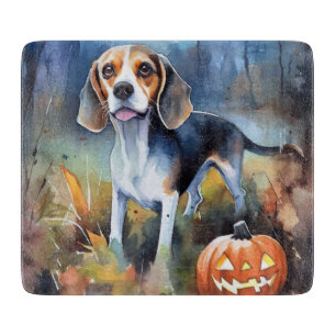 Planche À Découper Beagle d'Halloween avec peur Citrouille