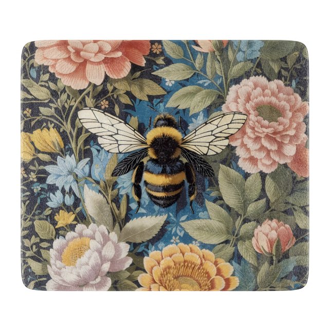 Planche À Découper Beau Pastel Floral et Bumblebee (Devant)
