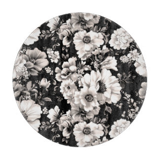 Planche À Découper Beau ton sépia noir et clair floral