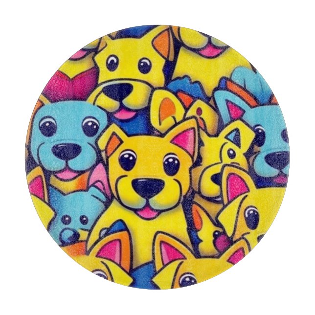 Planche À Découper Beaucoup de chiens jaunes heureux chiens (Devant)