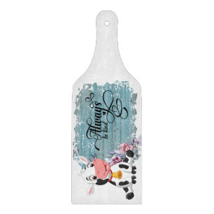 Planche À Découper Bébé Vache bleu rustique