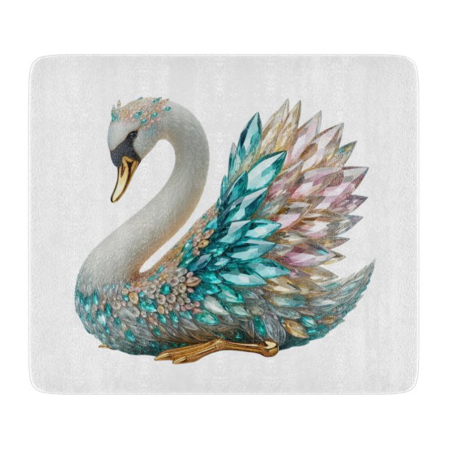 Planche À Découper Bedazzled Diamond Swan Gold Crystal Bling (Devant)