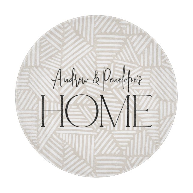 Planche À Découper Beige et blanc moderne géométrique maison minimale (Devant)