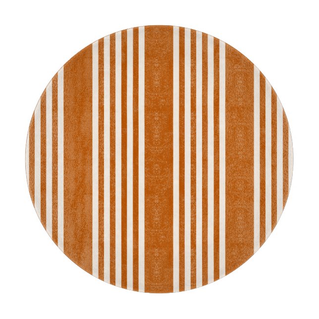 Planche À Découper Beige et orange brûlé cinq rayures motif (Devant)