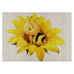 Planche À Découper Belle Bébé Miel Abeille Tournesol Jaune