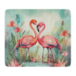 Planche À Découper Belle plage rose flamingo