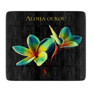 Planche À Découper Belle Plumeria Aquarelle Plastique