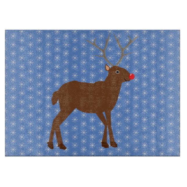 Planche À Découper Belle renne de Noël avec nez rouge (Devant)