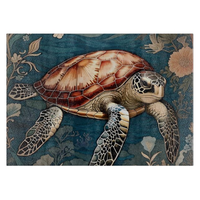 Planche À Découper Belle tortue sous-marine (Devant)