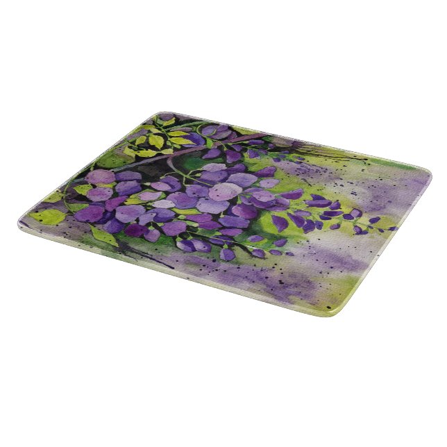 Planche À Découper Belles Fleurs De Wisteria En Aquarelle (Coin)