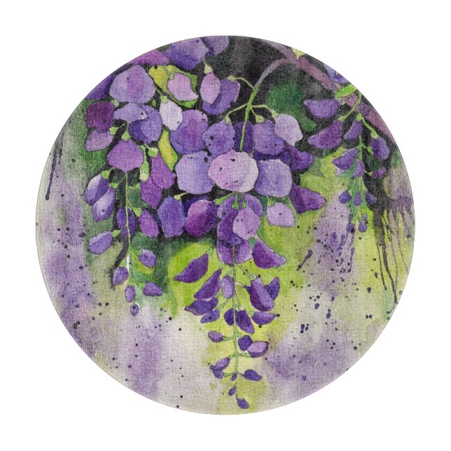 Planche À Découper Belles Fleurs De Wisteria En Aquarelle (Devant)