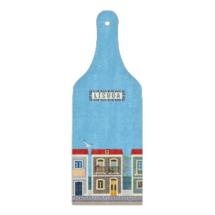 Planche À Découper Belles maisons portugaises avec tuiles ou azulejos