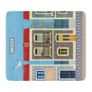 Planche À Découper Belles maisons portugaises avec tuiles ou azulejos