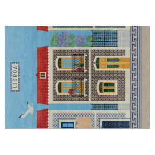Planche À Découper Belles maisons portugaises avec tuiles ou azulejos