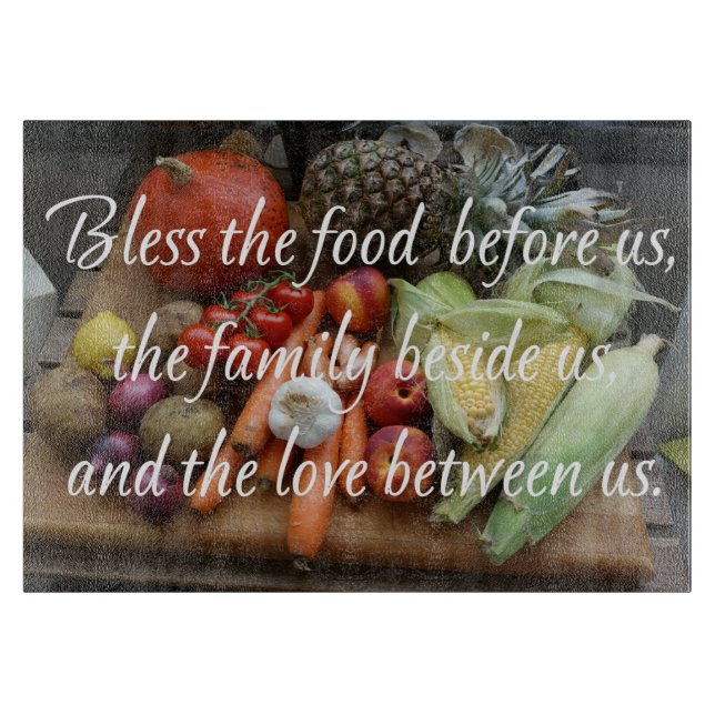 PLANCHE À DÉCOUPER BÉNISSEZ LA NOURRITURE DEVANT NOUS. (Devant)