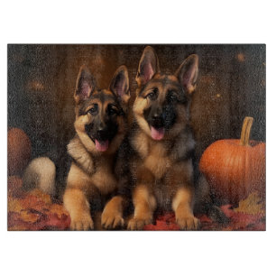 Planche À Découper Berger Allemand Chiot Citrouille d'automne
