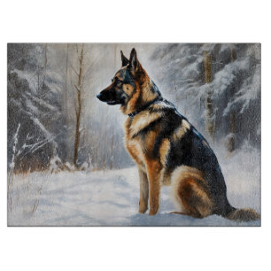 Planche À Découper Berger Allemand Laisser Neige Noël