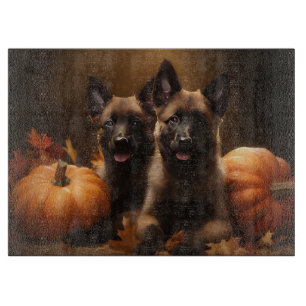 Planche À Découper Berger belge Chiot Automne Citrouille de plaisir