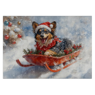 Planche À Découper Berger belge en luge Laisser neiger Noël