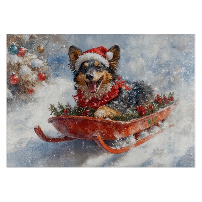 Planche À Découper Berger belge en luge Laisser neiger Noël (Devant)