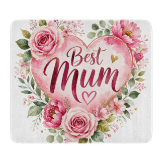 Planche À Découper Best Mum Aquarell Blumenherz Design