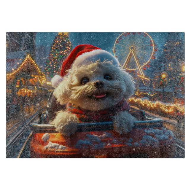 Planche À Découper Bichon Frise Dog Roller Dessous de verre Noël (Devant)
