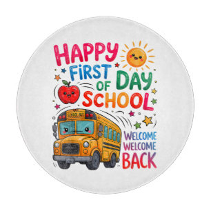 Planche À Découper Bienvenue à l'école, bonne première journée 